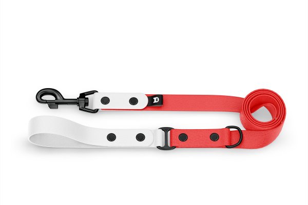 Dog Leash Duo: White & Red with Black components