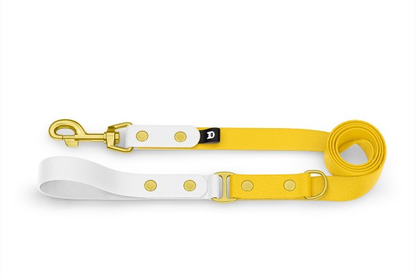 Dog Leash Duo: White & Yellow with Gold components