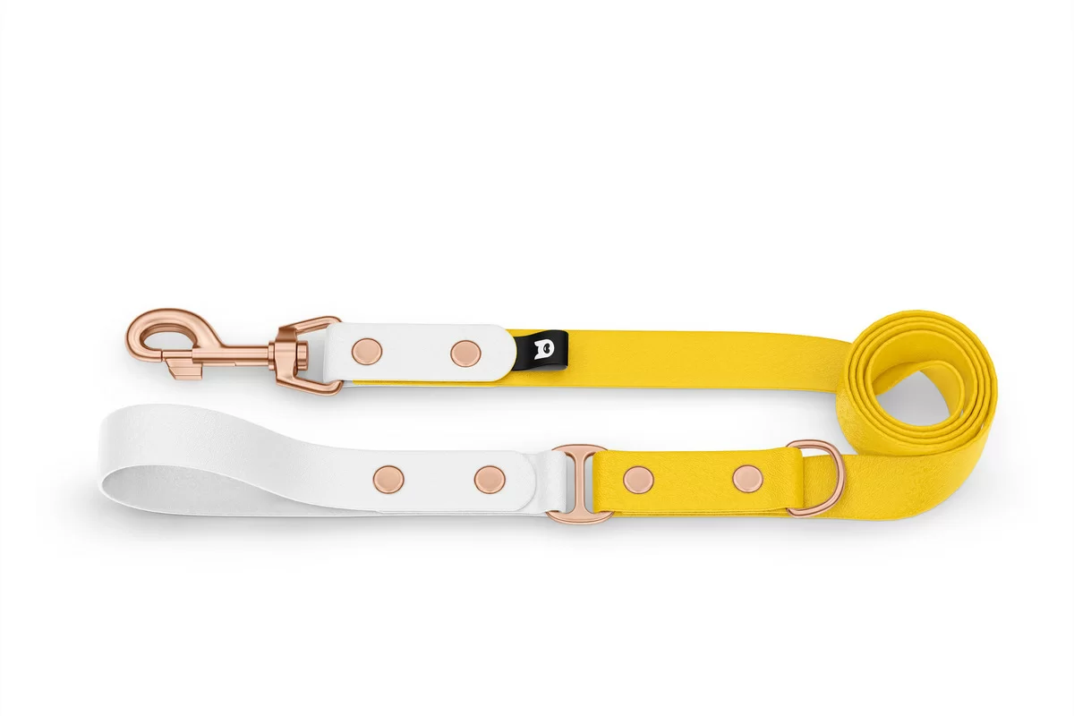 Dog Leash Duo: White & Yellow with Rosegold components