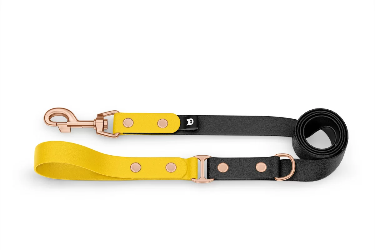 Dog Leash Duo: Yellow & Black with Rosegold components
