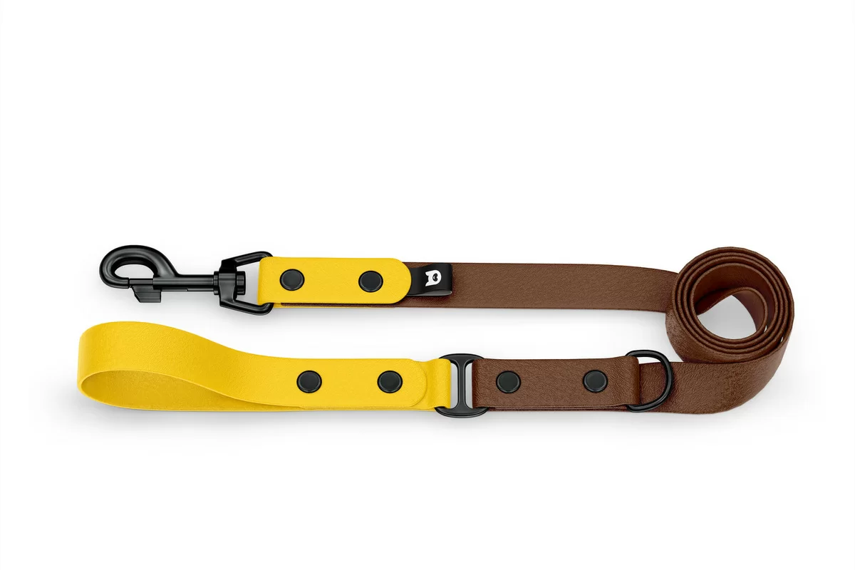 Dog Leash Duo: Yellow & Dark brown with Black components