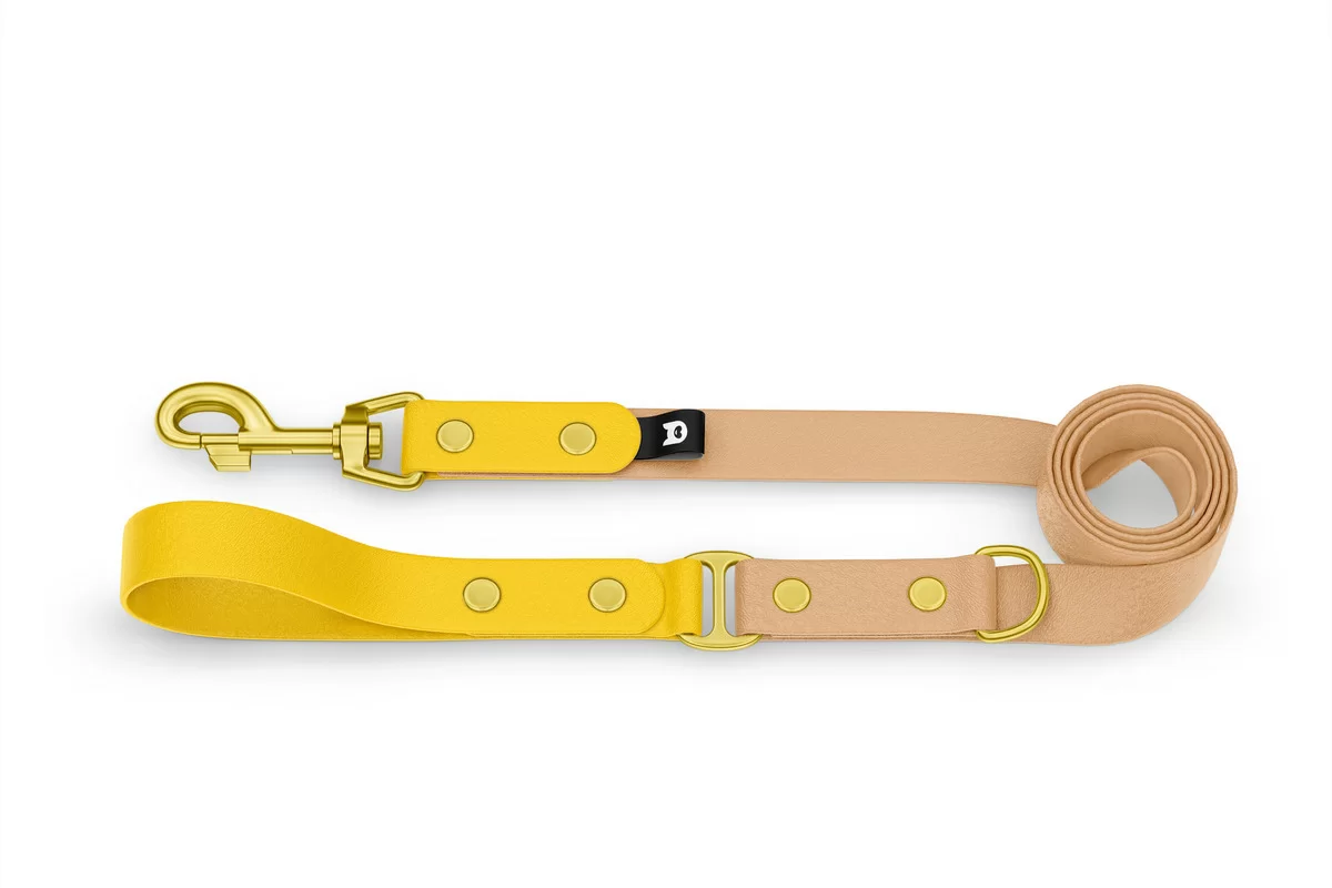 Dog Leash Duo: Yellow & Light brown with Gold components