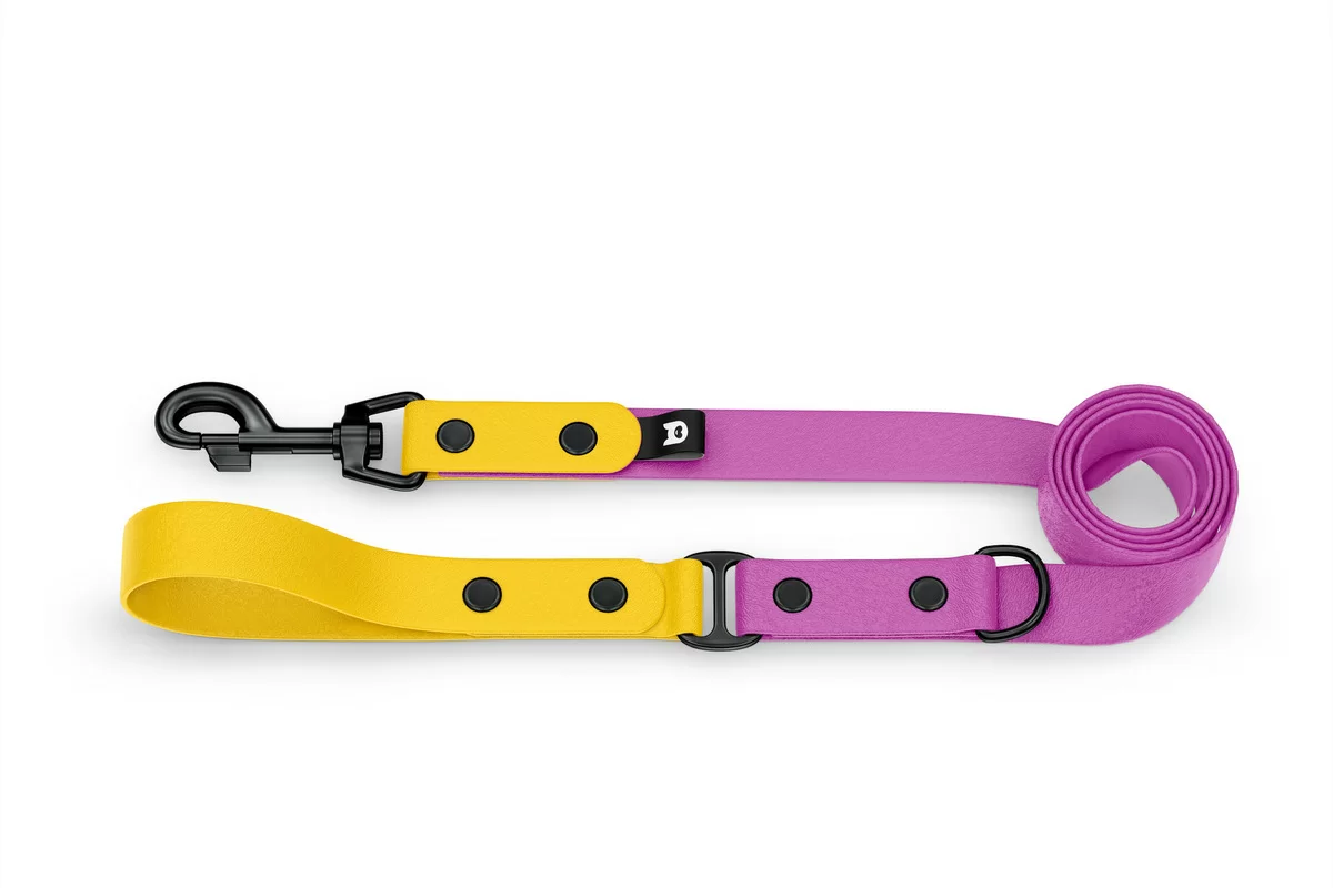 Dog Leash Duo: Yellow & Light purple with Black components