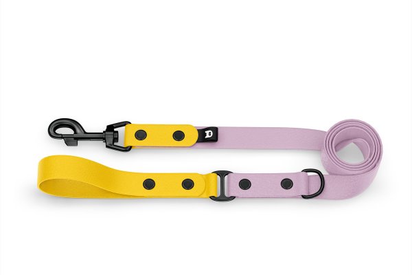 Dog Leash Duo: Yellow & Lilac with Black components