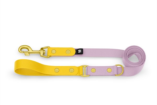 Dog Leash Duo: Yellow & Lilac with Gold components