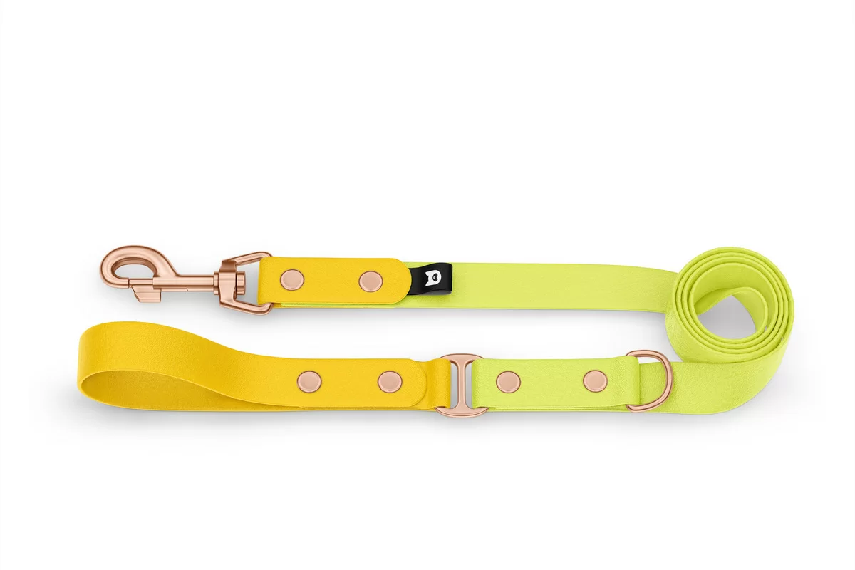 Dog Leash Duo: Yellow & Neon yellow with Rosegold components