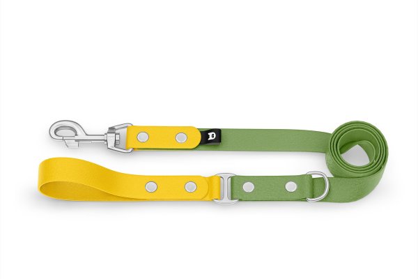 Dog Leash Duo: Yellow & Olive with Silver components