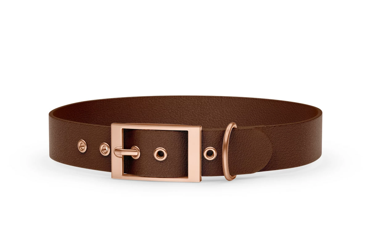 Dog Collar Adventure: Dark brown with Rosegold