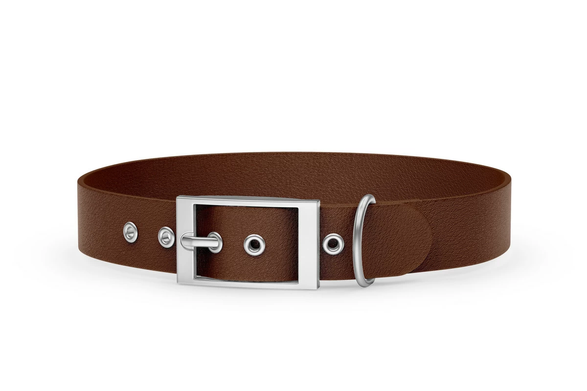 Dog Collar Adventure: Dark brown with Silver