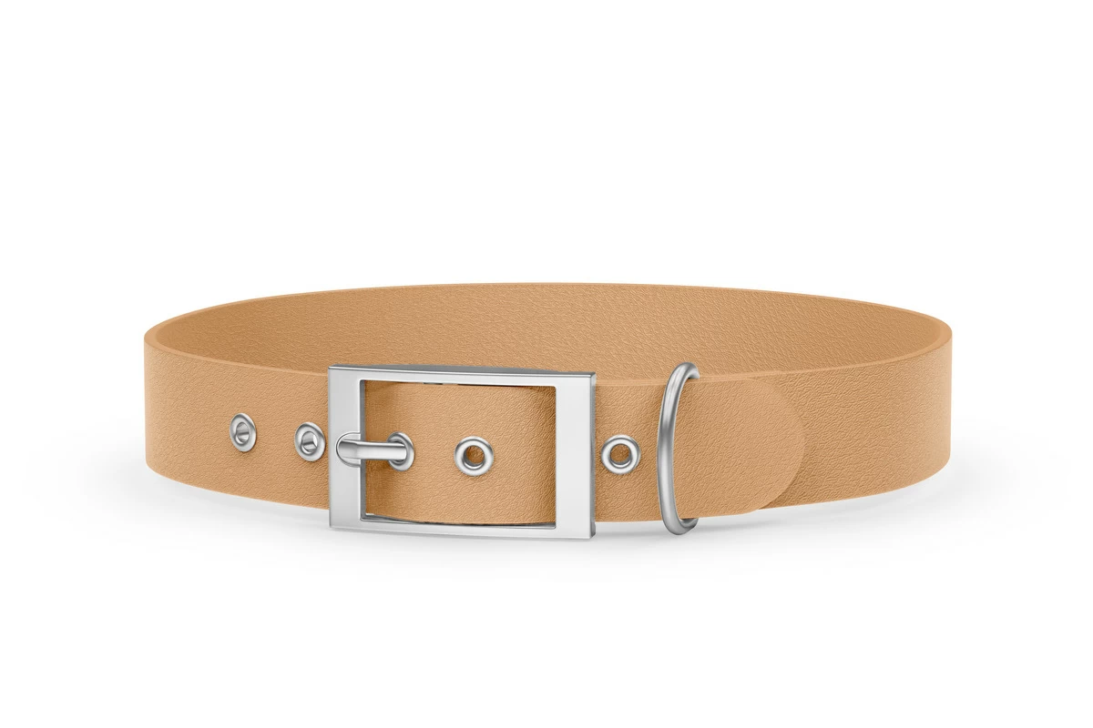 Dog Collar Adventure: Light brown with Silver