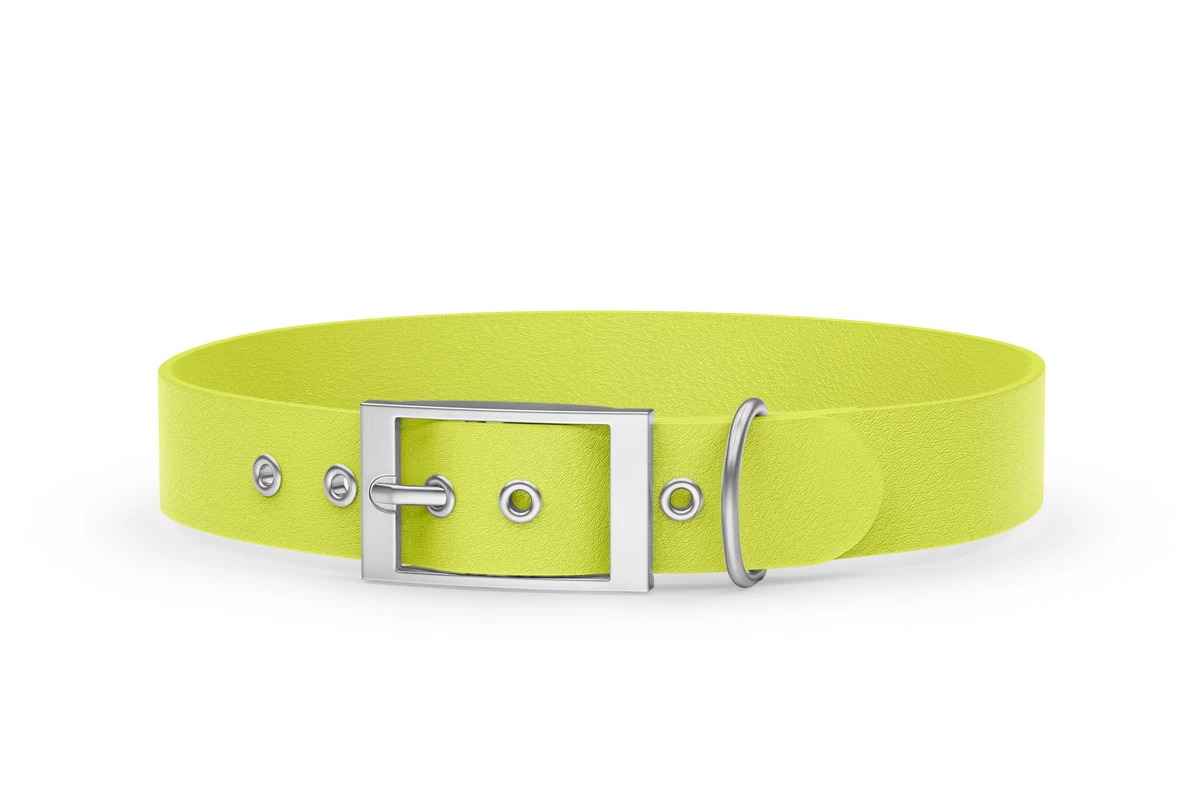 Dog Collar Adventure: Neon yellow with Silver