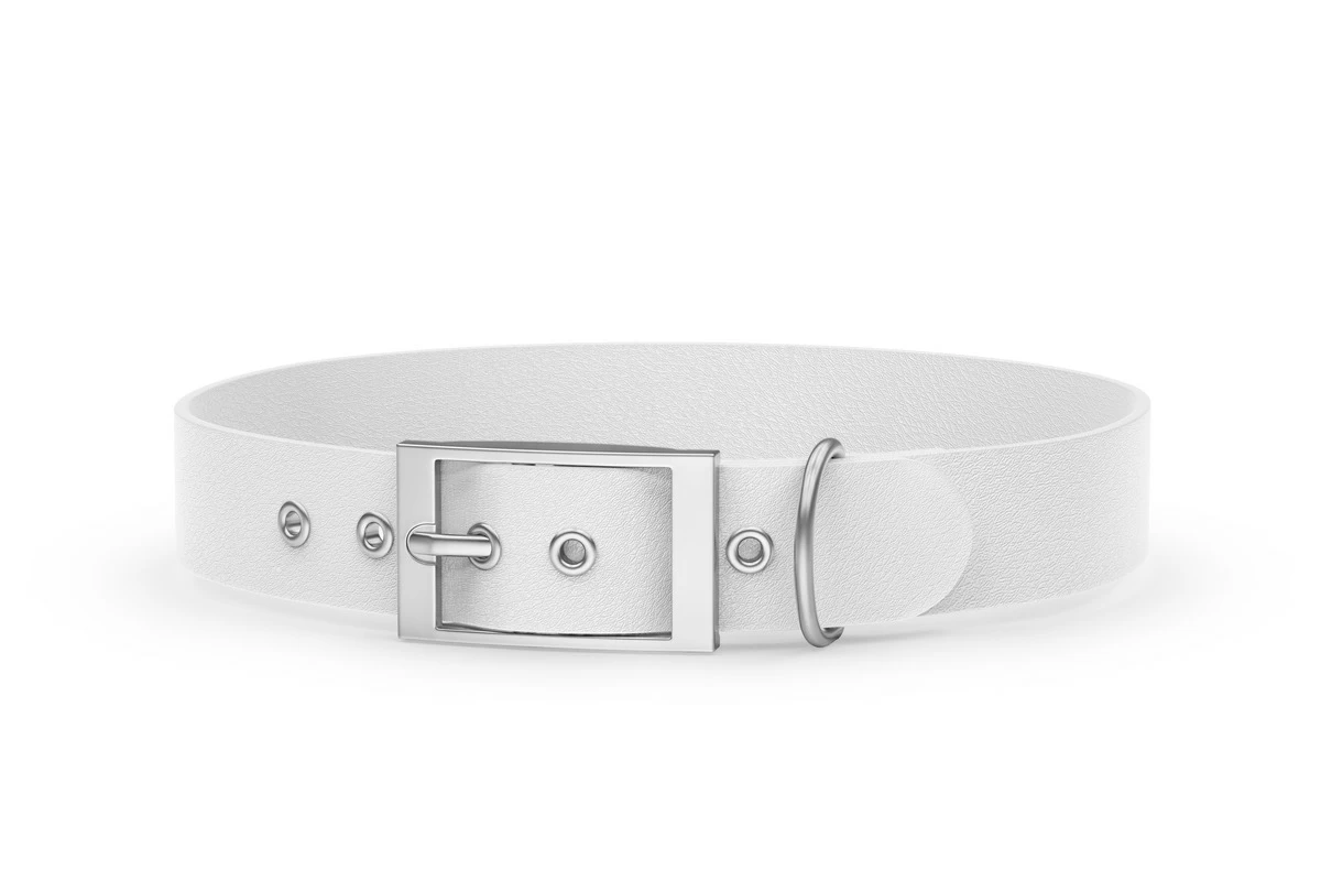 Dog Collar Adventure: White with Silver