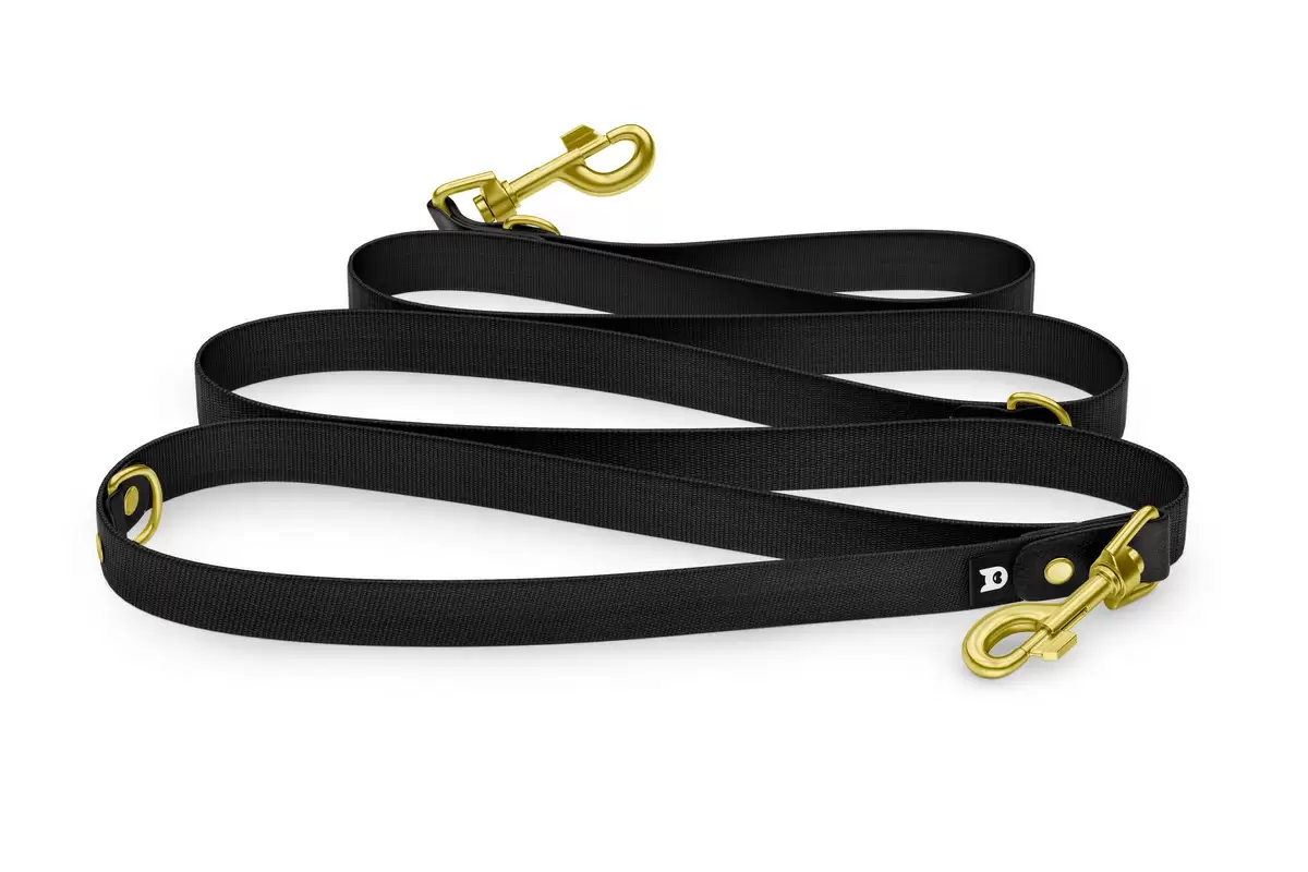 Dog Leash Reduce: Black & black with Gold components