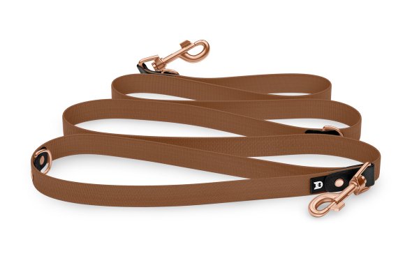 Dog Leash Reduce: Black & Brown with Rosegold components
