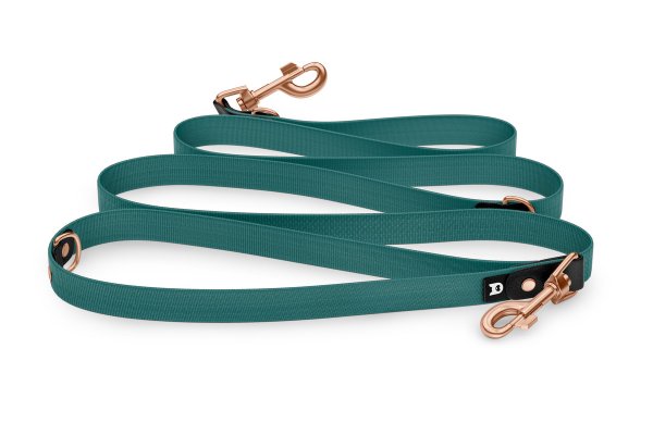 Dog Leash Reduce: Black & Hunter green with Rosegold components