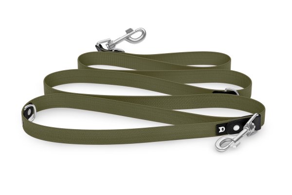 Dog Leash Reduce: Black & Khaki with Silver components