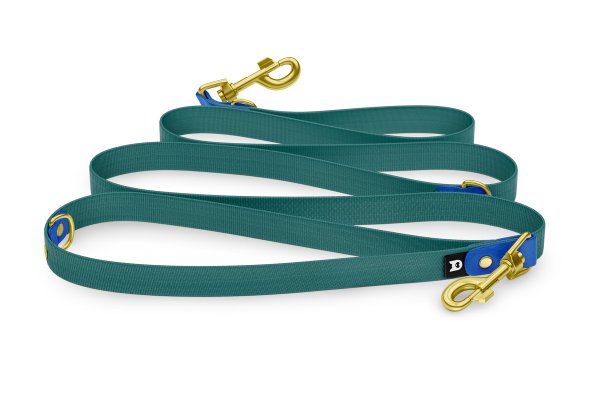 Dog Leash Reduce: Blue & Hunter green with Gold components
