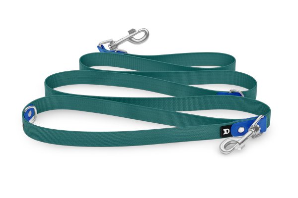 Dog Leash Reduce: Blue & Hunter green with Silver components