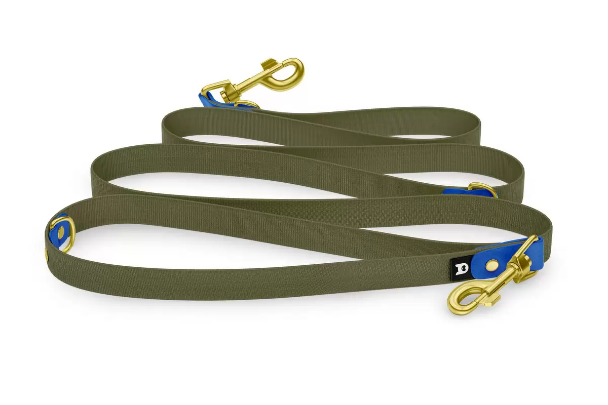 Dog Leash Reduce: Blue & Khaki with Gold components
