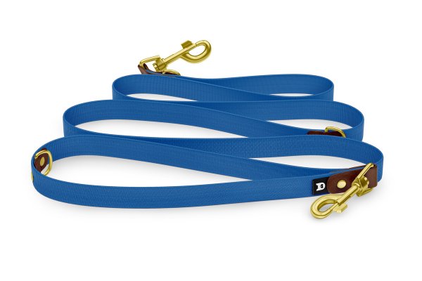 Dog Leash Reduce: Dark brown & Blue with Gold components