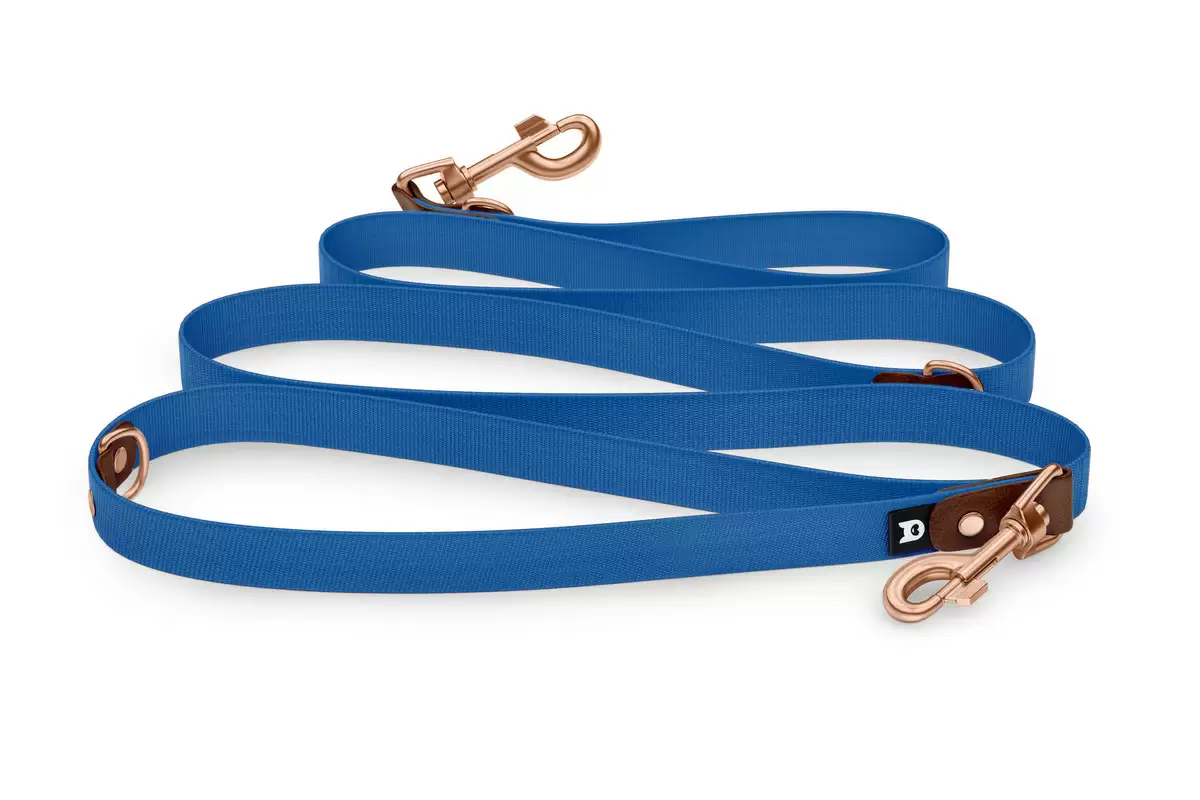 Dog Leash Reduce: Dark brown & Blue with Rosegold components