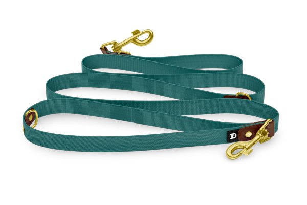 Dog Leash Reduce: Dark brown & Hunter green with Gold components