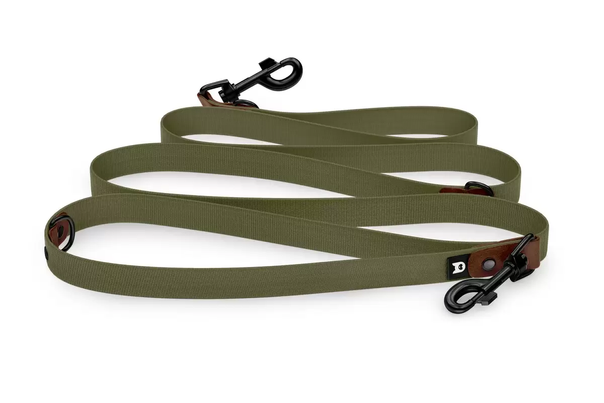 Dog Leash Reduce: Dark brown & Khaki with Black components