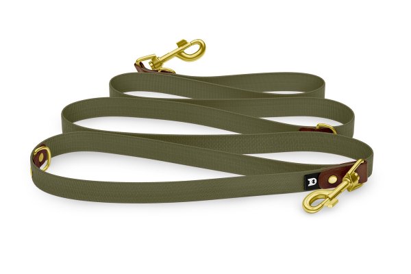 Dog Leash Reduce: Dark brown & Khaki with Gold components