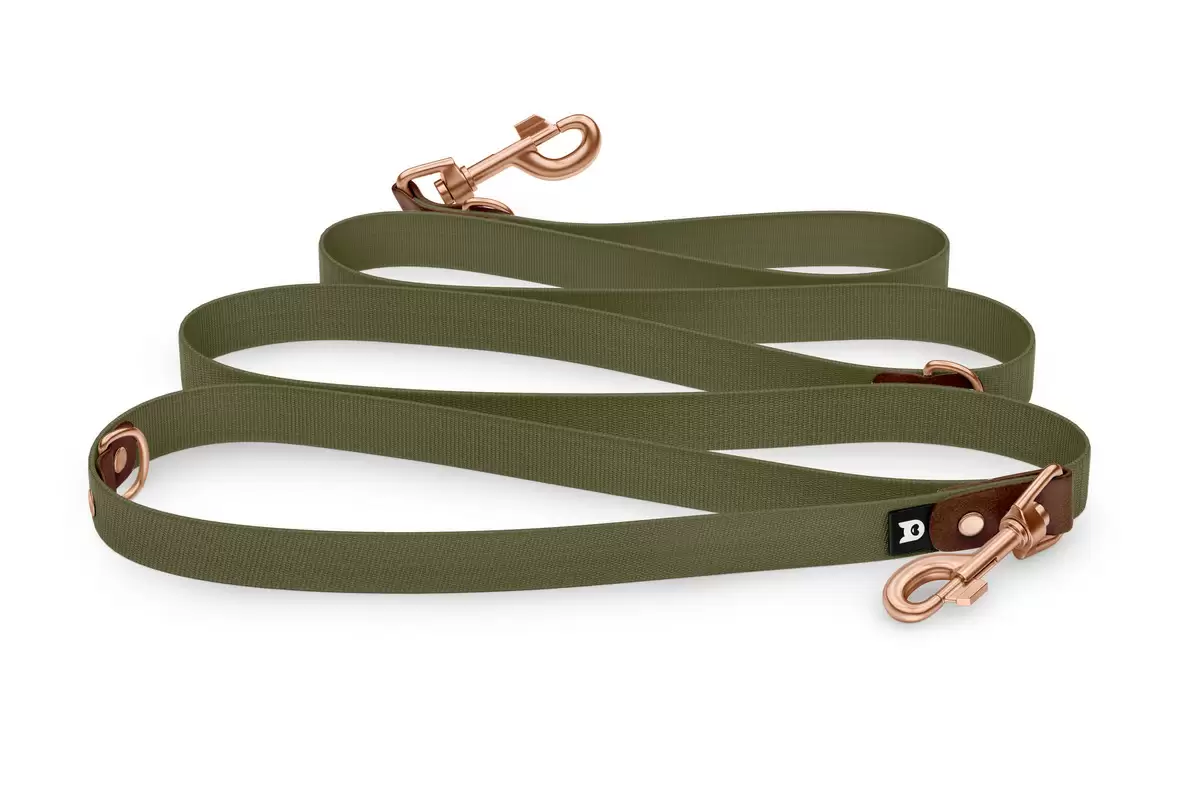 Dog Leash Reduce: Dark brown & Khaki with Rosegold components