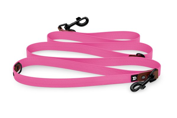 Dog Leash Reduce: Dark brown & Neon pink with Black components