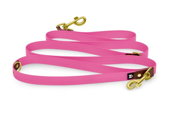 Dog Leash Reduce: Dark brown & Neon pink with Gold components