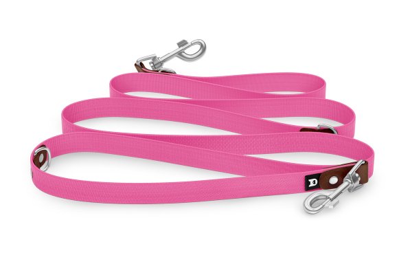 Dog Leash Reduce: Dark brown & Neon pink with Silver components