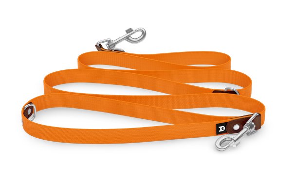 Dog Leash Reduce: Dark brown & Orange with Silver components