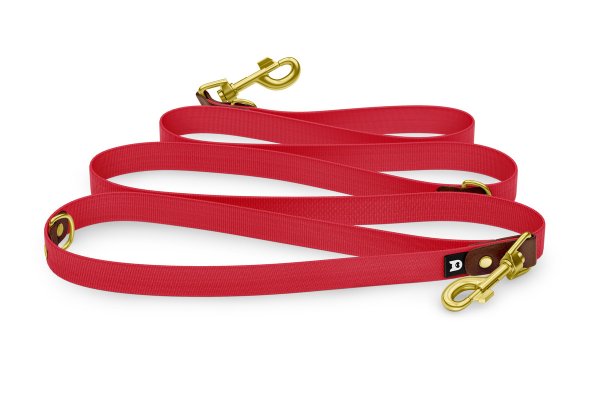 Dog Leash Reduce: Dark brown & Red with Gold components