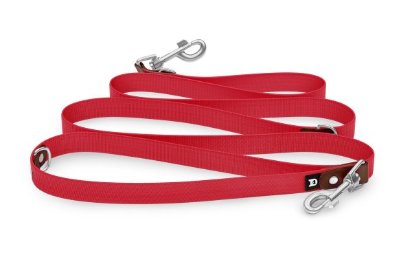 Dog Leash Reduce: Dark brown & Red with Silver components