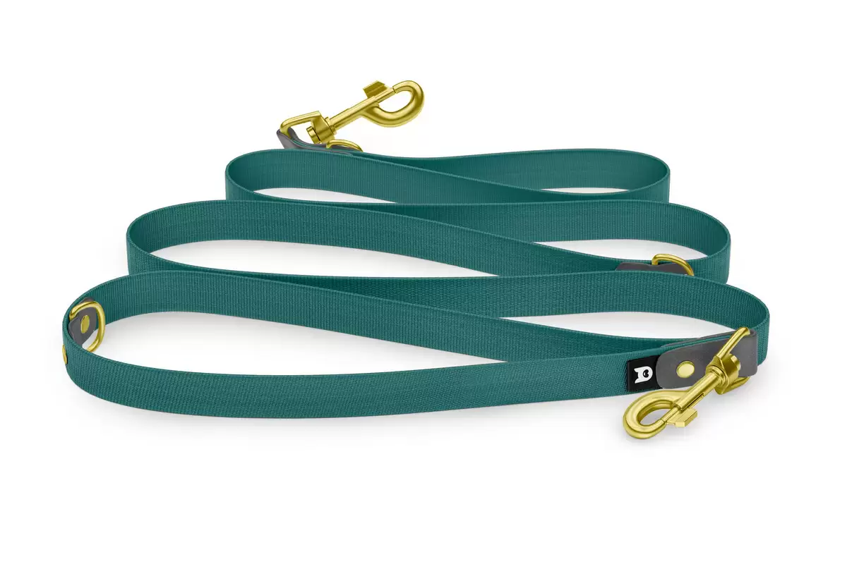 Dog Leash Reduce: Gray & Hunter green with Gold components