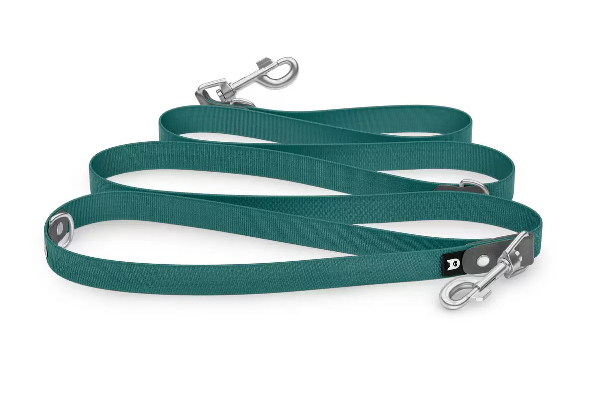Dog Leash Reduce: Gray & Hunter green with Silver components