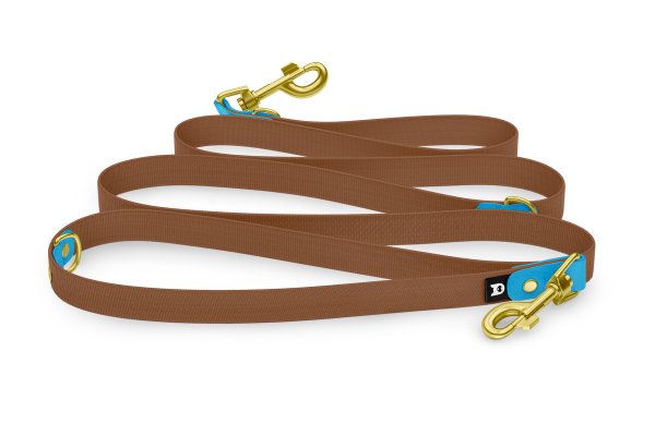 Dog Leash Reduce: Light blue & Brown with Gold components