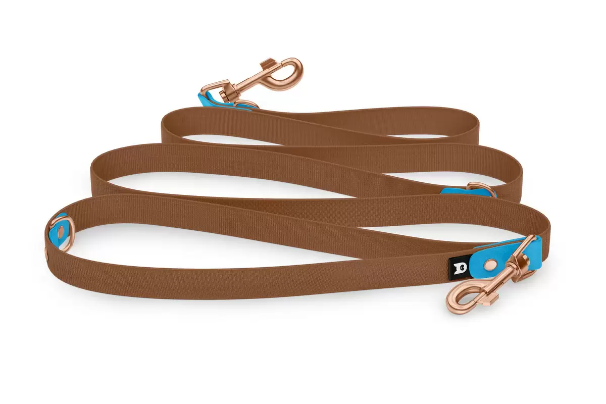 Dog Leash Reduce: Light blue & Brown with Rosegold components