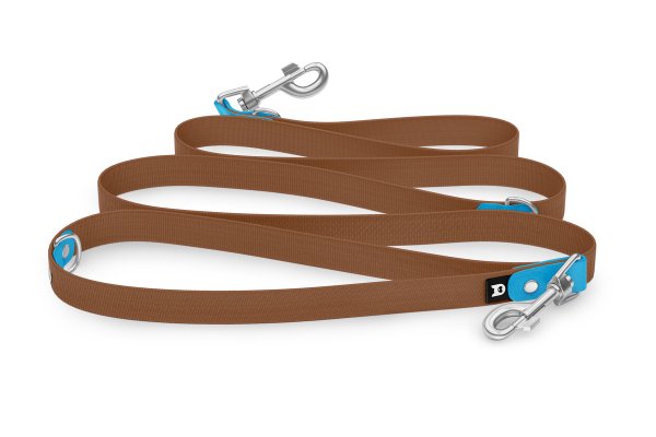 Dog Leash Reduce: Light blue & Brown with Silver components