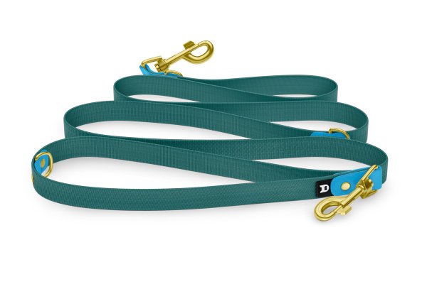 Dog Leash Reduce: Light blue & Hunter green with Gold components