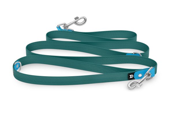 Dog Leash Reduce: Light blue & Hunter green with Silver components