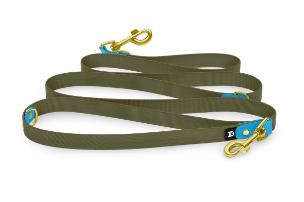 Dog Leash Reduce: Light blue & Khaki with Gold components