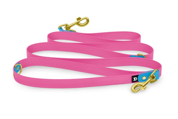 Dog Leash Reduce: Light blue & Neon pink with Gold components