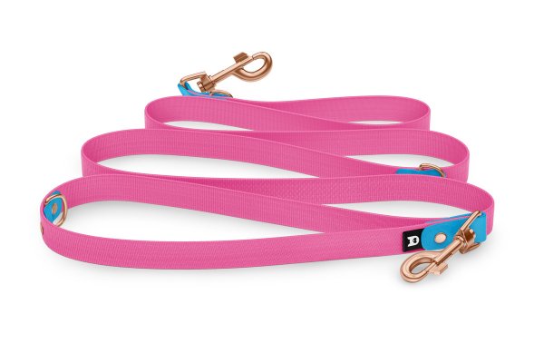 Dog Leash Reduce: Light blue & Neon pink with Rosegold components