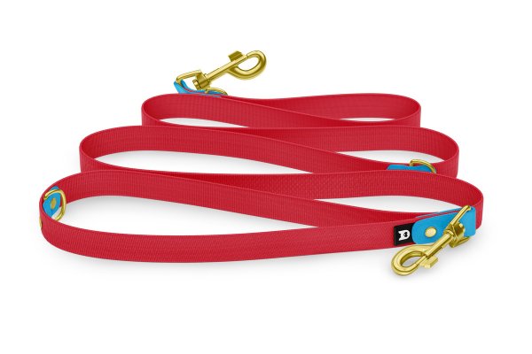 Dog Leash Reduce: Light blue & Red with Gold components