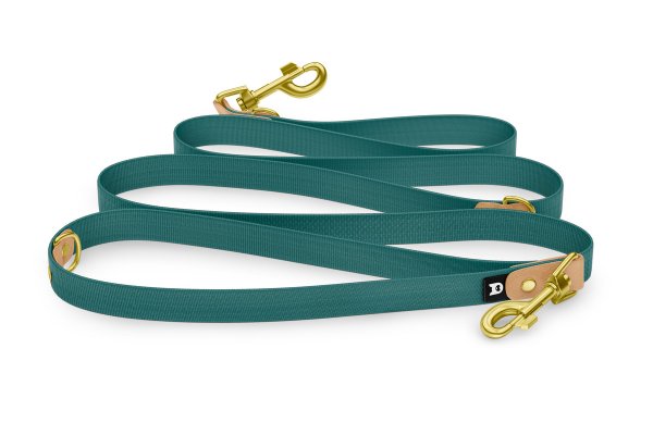Dog Leash Reduce: Light brown & Hunter green with Gold components