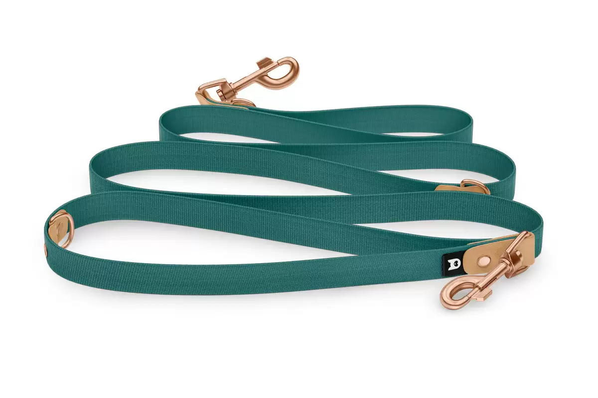 Dog Leash Reduce: Light brown & Hunter green with Rosegold components