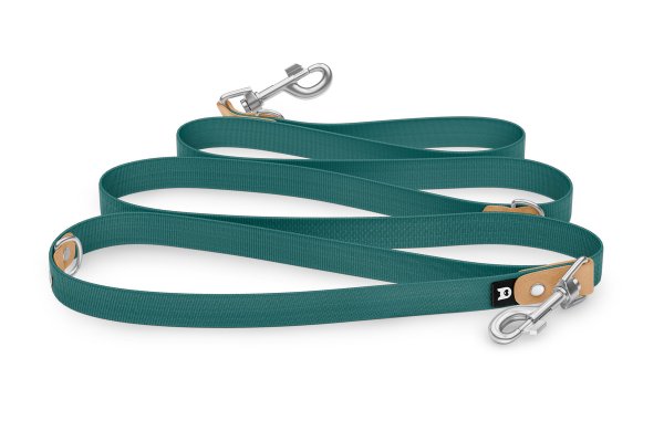 Dog Leash Reduce: Light brown & Hunter green with Silver components