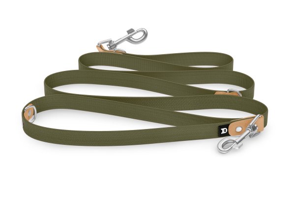 Dog Leash Reduce: Light brown & Khaki with Silver components
